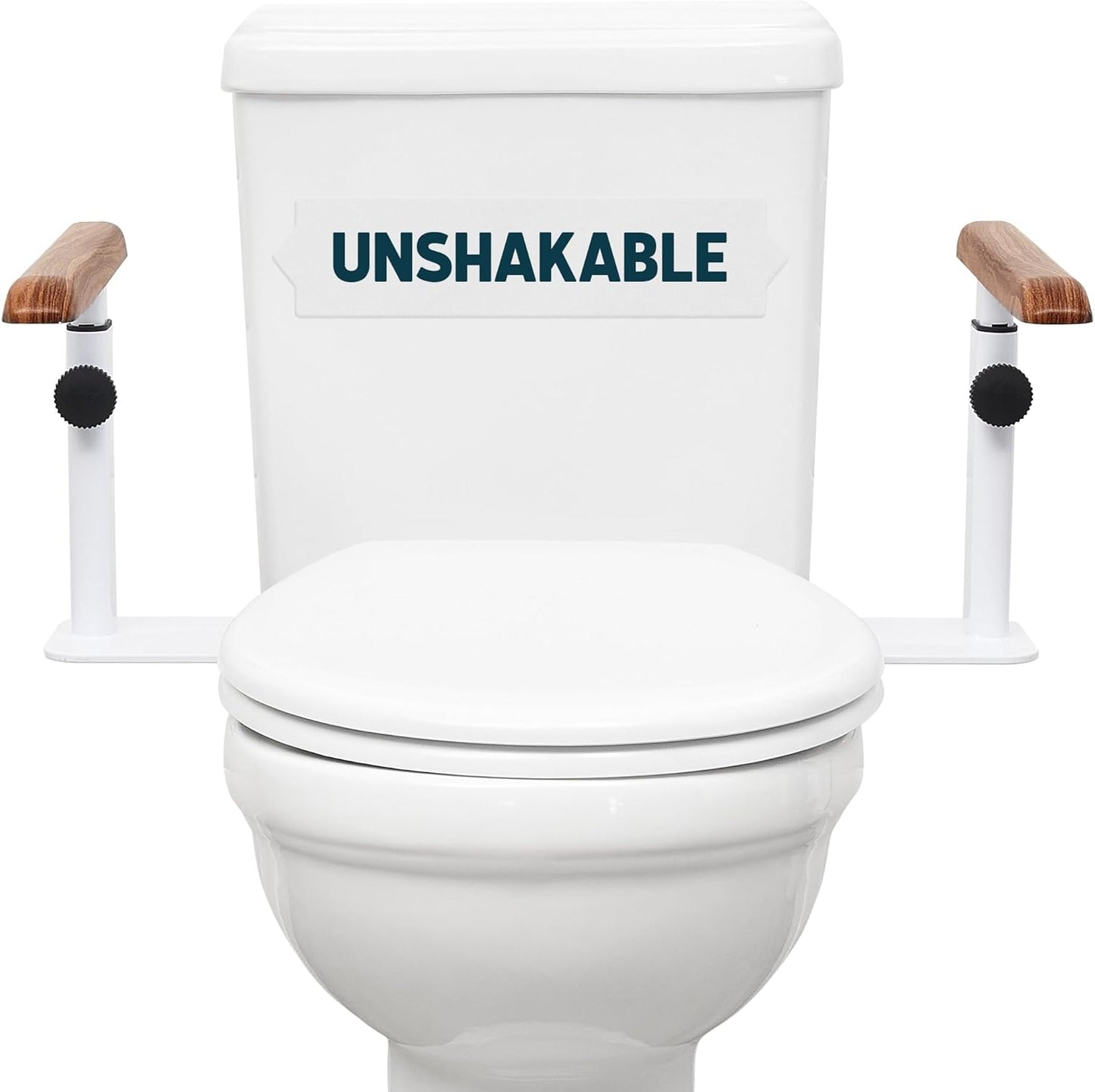 Lunderg Toilet Safety Rails for Seniors - Easy Installation & Super Sturdy Grab Bars Arms - Non-Bulky & Elegant Handicap Toilet Safety Frame - Seat Handles for Elderly, Disabled or Mobility Issues