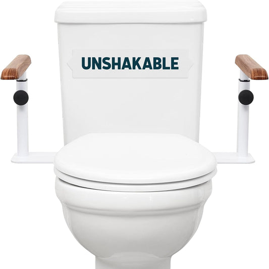 Lunderg Toilet Safety Rails for Seniors - Easy Installation & Super Sturdy Grab Bars Arms - Non-Bulky & Elegant Handicap Toilet Safety Frame - Seat Handles for Elderly, Disabled or Mobility Issues