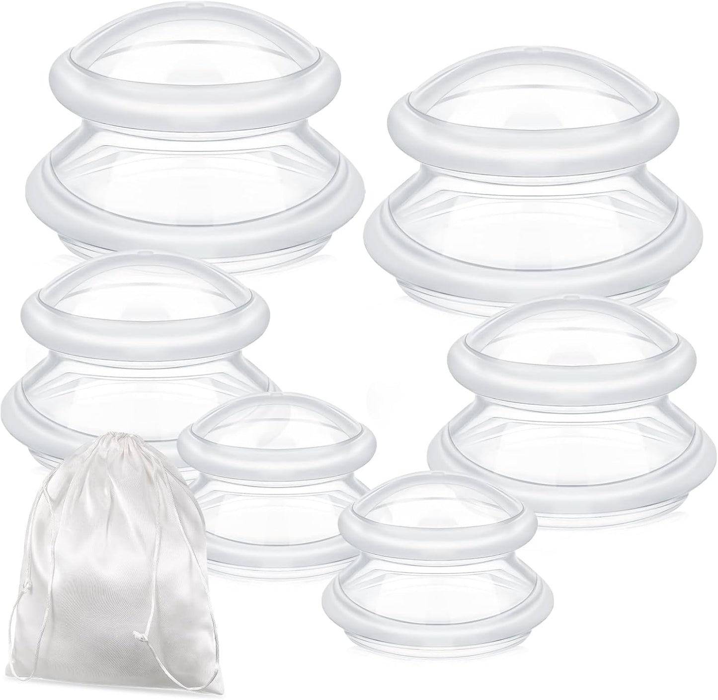 TrelaCo 6 Pcs Cupping Kit for Massage Therapy 3 Sizes Silicone Cupping Set Chinese Massage Therapy for Studio Household Cellulite Joint Pain Muscle Pain(Clear)