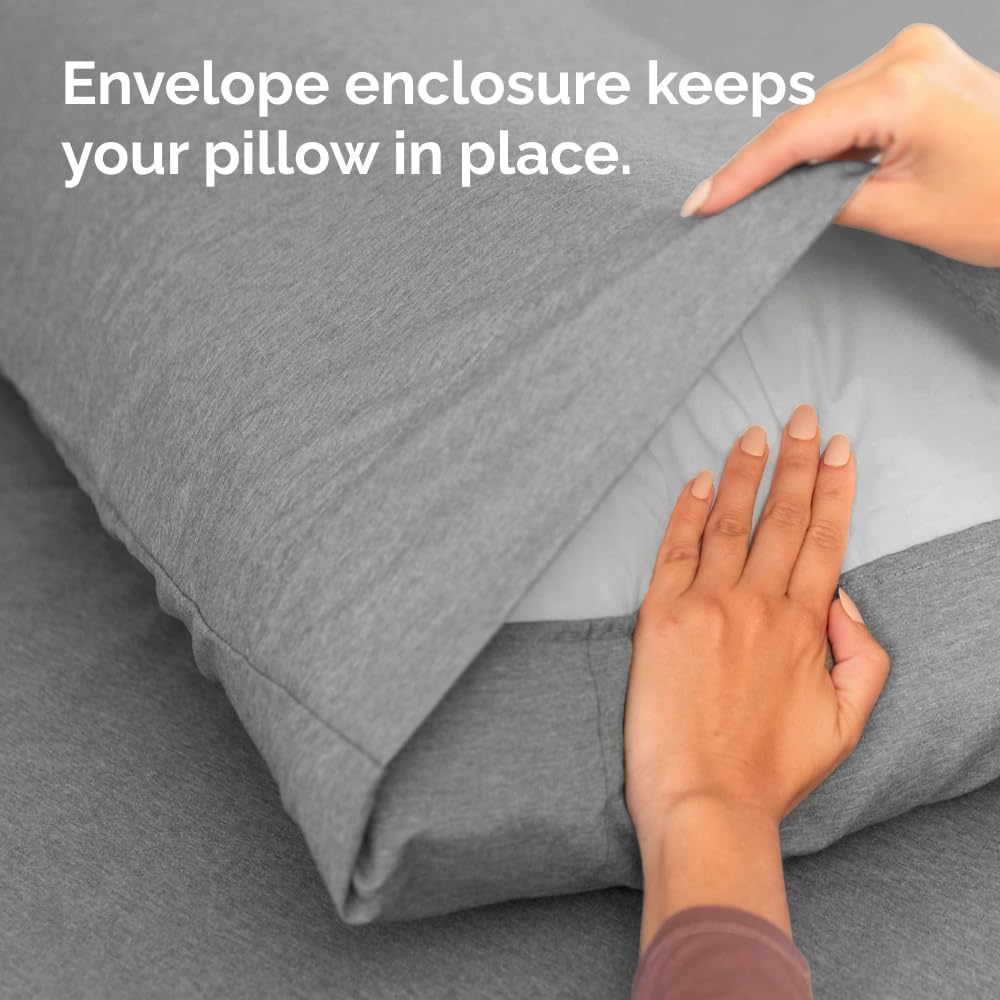 Queen Pillow Cases Set of 4 - Ultra Soft Hotel Quality Pillowcase Covers - Comfy, Cozy & Wrinkle Free - Shrinkage and Fade Resistant - Machine Washable Pillow Protectors - 4 Piece Set - Heathered Grey