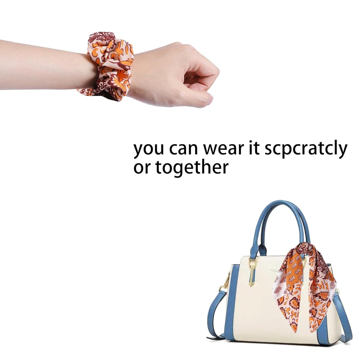 Hair Scarf Scrunchie,6PCS Paisley Scarf Ties Flower Bow Scrunchie,2 in 1 Design Long Tail Scrunchies Ponytail Ribbons,No Hurt Accessories for Women Girls