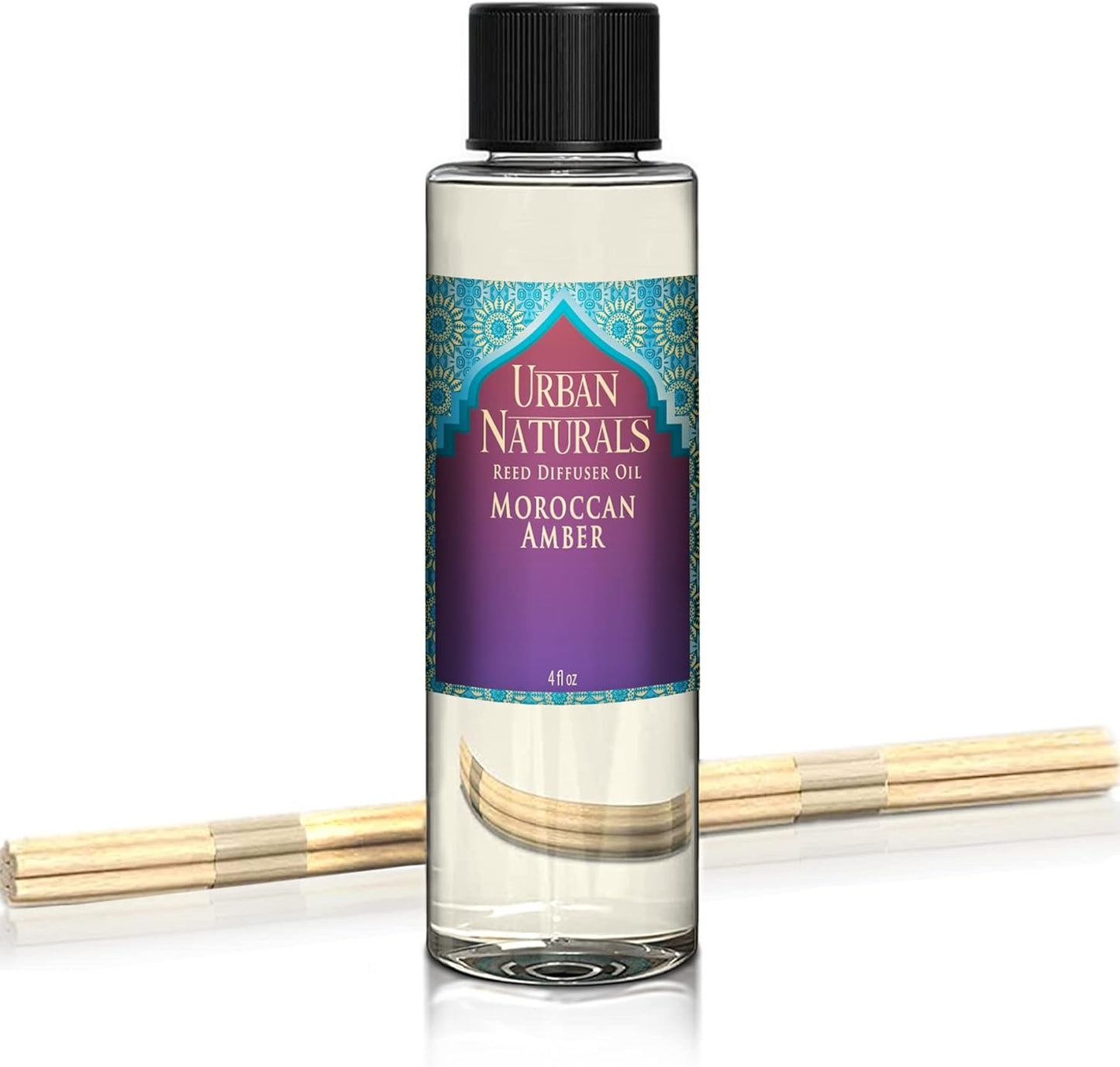 Urban Naturals Moroccan Amber Reed Diffuser Refill Set | Includes a Free Set of Reed Sticks! 4 oz. | Great Gift Idea Home Fragrance Lovers!