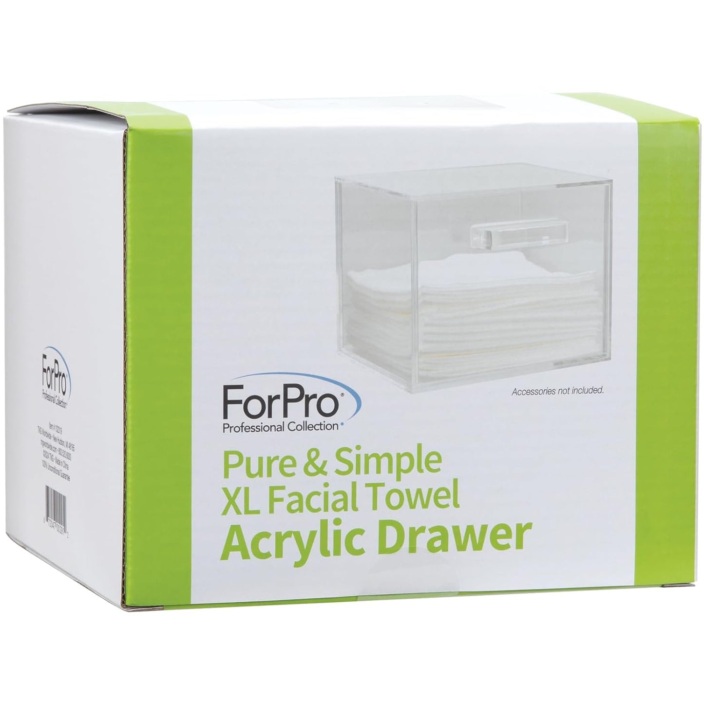 ForPro Premium Pure & Simple XL Facial Towel Acrylic Holder with Drawer, Holds 50 Pure & Simple XL Facial Towels, Disposable Makeup Remover Dry Wipe Holder