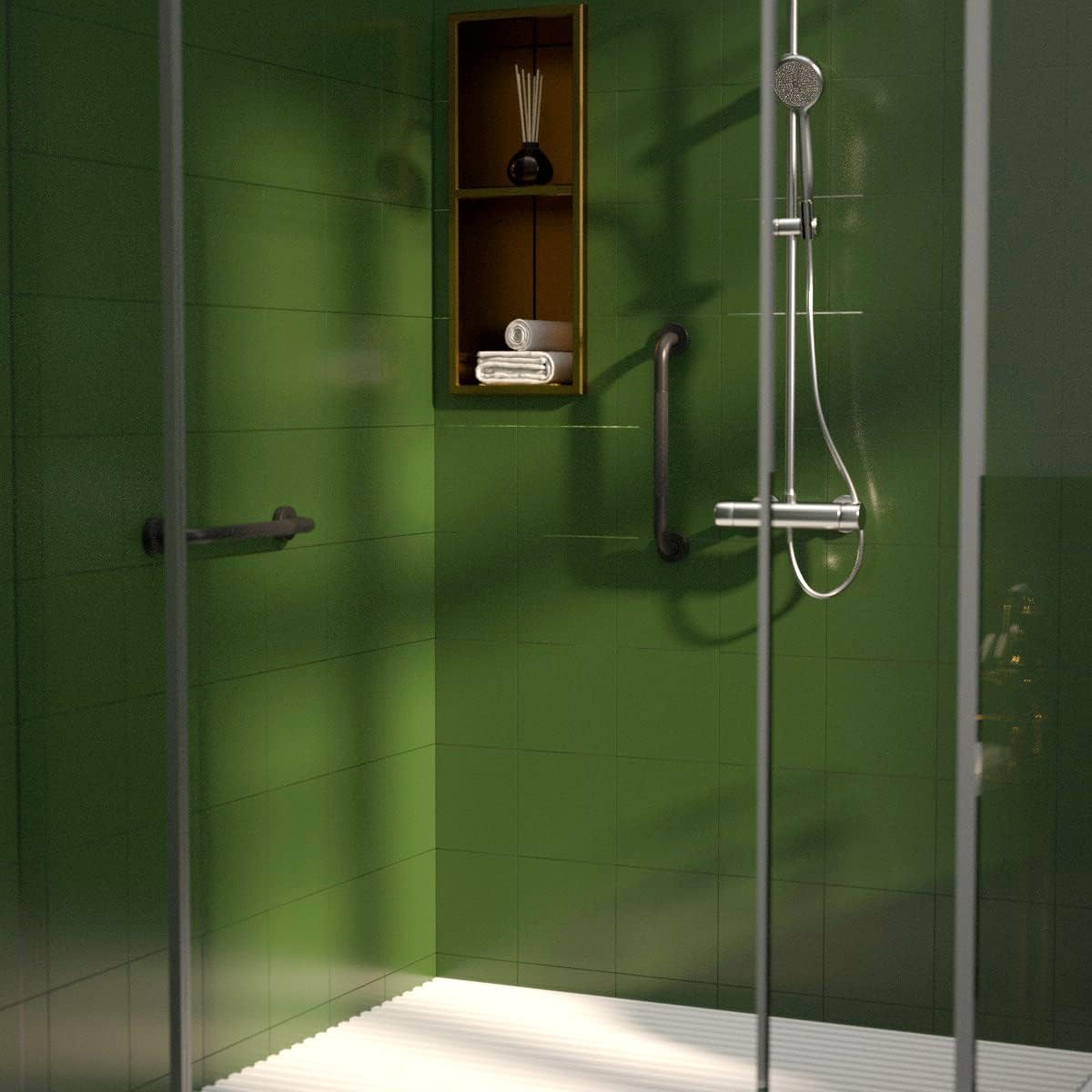 16 Inch Anti Slip Shower Grab Bar Oil Rubbed Black, Munzong Bathroom Grab Bar, Knurled Bathroom Balance Bar,Safety Hand Rail Support Handicap Elderly Injury Senior Assist Bath Handle