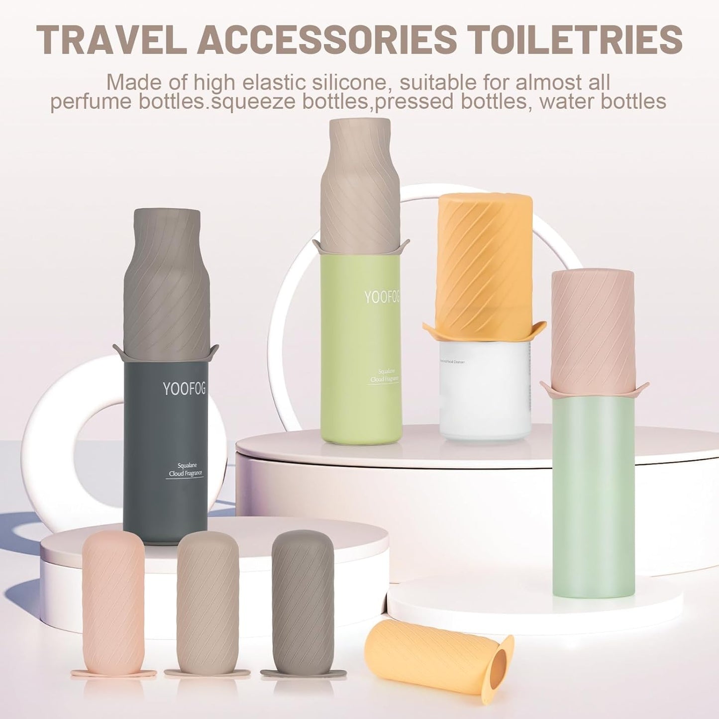 Bottle Covers for Travel, Leak Proofing, Travel Size Container Silicone toiletry sleeves, Leak Locks Travel Accessories for Shampoo Wash Body Bottles and other beauty and personal care(8pcs)