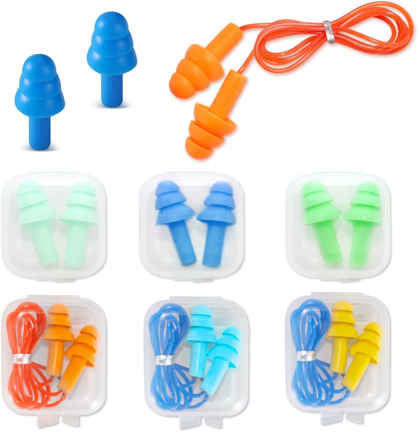 Ear Plugs for Swimming, Soft Ear Plugs for Sleeping Noise Cancelling, Reusable Ear Plug for Noise Reduction, Ear Protection, Silicone Earplugs for Swimming, Sleeping, Snoring, Work, Concerts, 6 Pairs