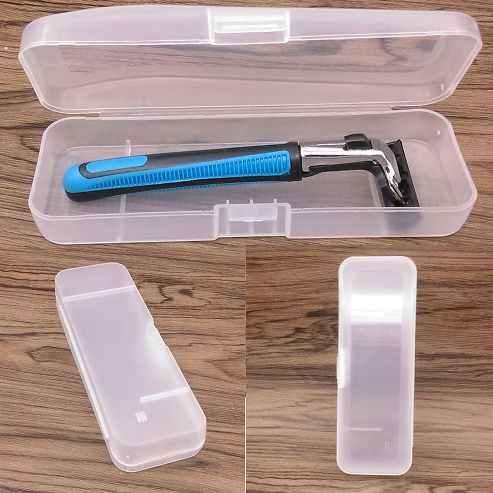 White Transparent Shaving Box for Shaver Razor, Portable Travel Men Manual Razor Protector Plastic Box, Cover Container Storage, Men Shaver Accessories, Shaver Holder Protector Case Organizer