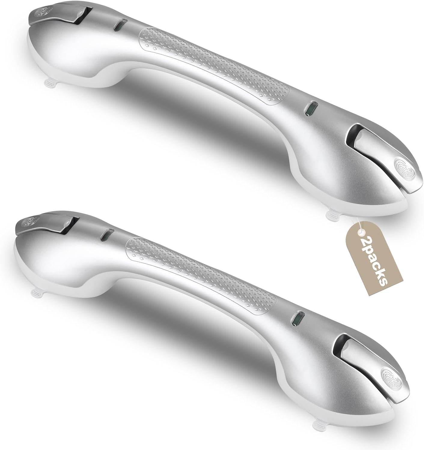 Shower Grab Bar 2 PCS Suction Grab Bars for Bathtubs and Showers, Shower Handle Removable Shower Handrails for Kids, Bathroom Safety Grip Waterproof(Silver)