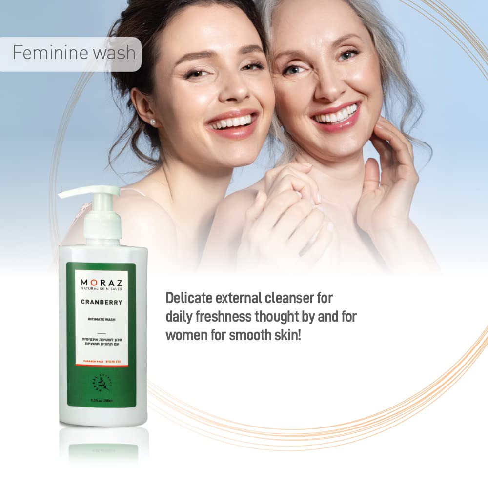 Moraz Intimate Wash For Women - Herbal Intimate Wash with Cranberry Extract and Lactic Acid, For Daily Use, 8.5 FL.OZ
