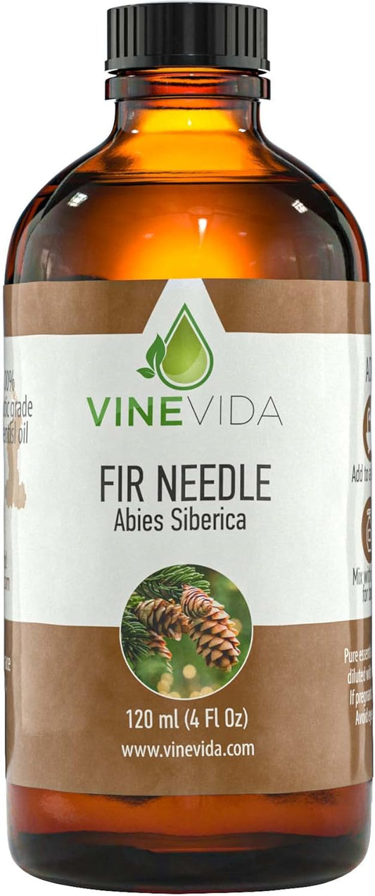 VINEVIDA Fir Needle Essential Oil 4 oz - Undiluted Candle Scent DIY Scents for Candlemaking Bulk Soap Making Safe Skin, Pack of 1,4 Fl Oz,120 milliliters,7.18 Ounces, (4OZV-OBP-FIR-NDL-120ML)
