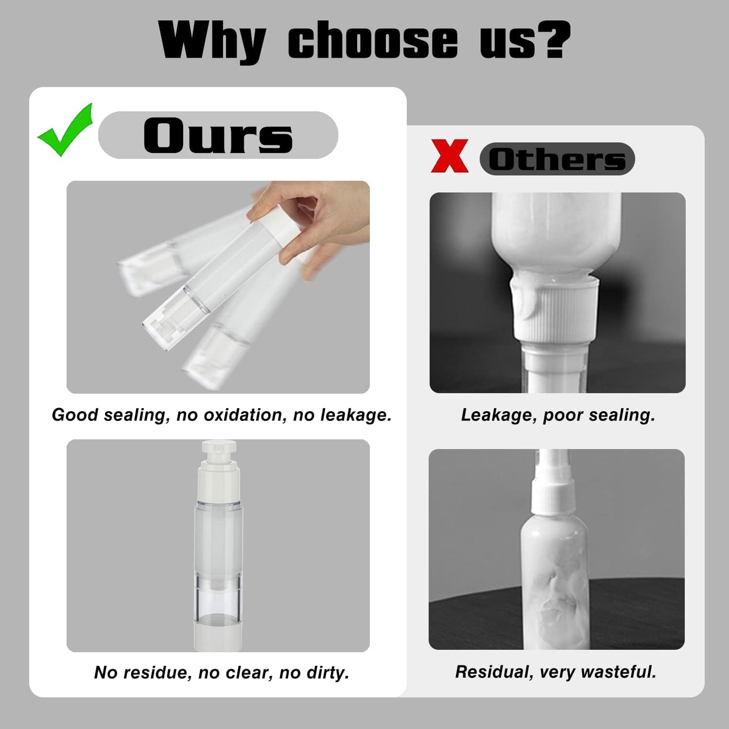 1.7OZ/50ML Clear Airless Pump Bottles, Lotion Dispenser Travel with Pump, Vacuum Plastic Travel Size Lotion Bottle for Foundation, Creams, Cosmetic(6 Pack)