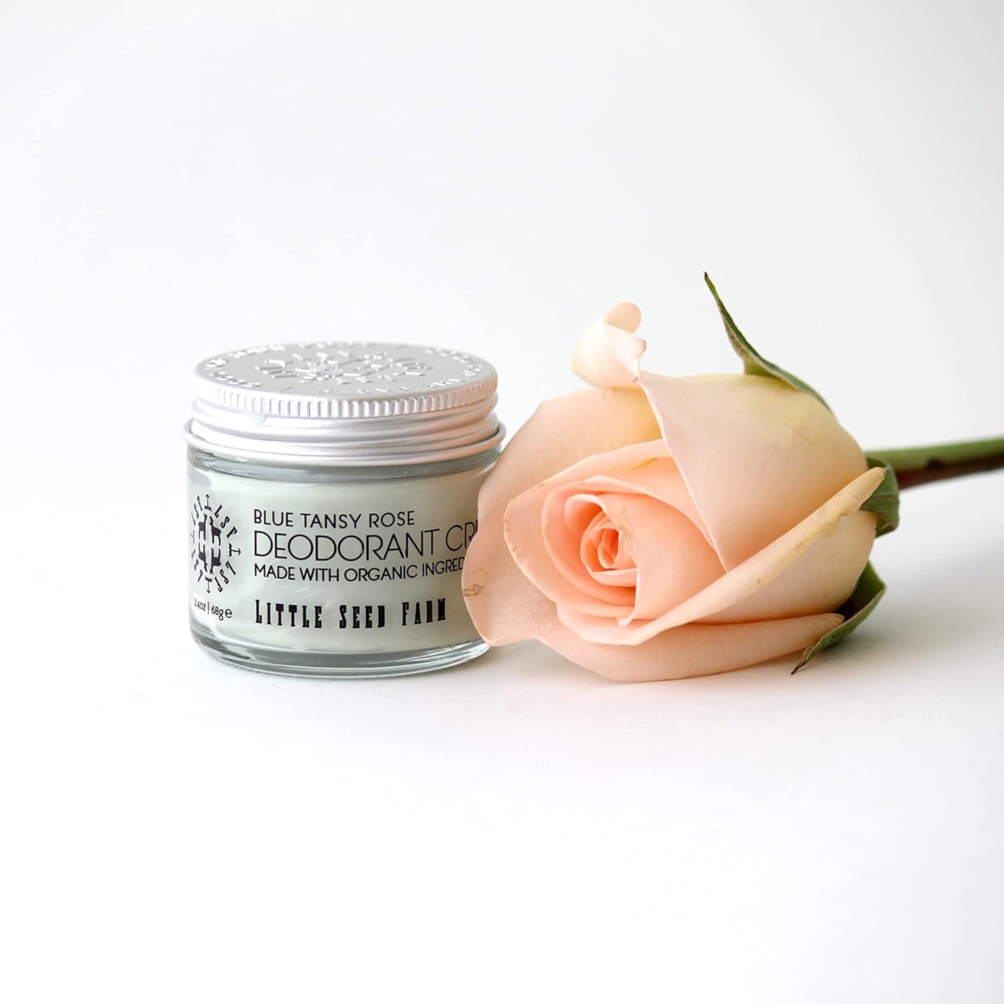 Little Seed Farm All Natural Deodorant Cream - Blue Tansy Rose - Aluminum Free Deodorant for Women or Men, Net Wt. 2.4oz | 68g