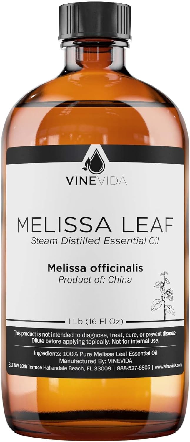 VINEVIDA 16 oz Melissa Essential Oil - Undiluted Oil for Soap Making and Candlemaking - DIY Scent for DIY Candle and Bulk Orders