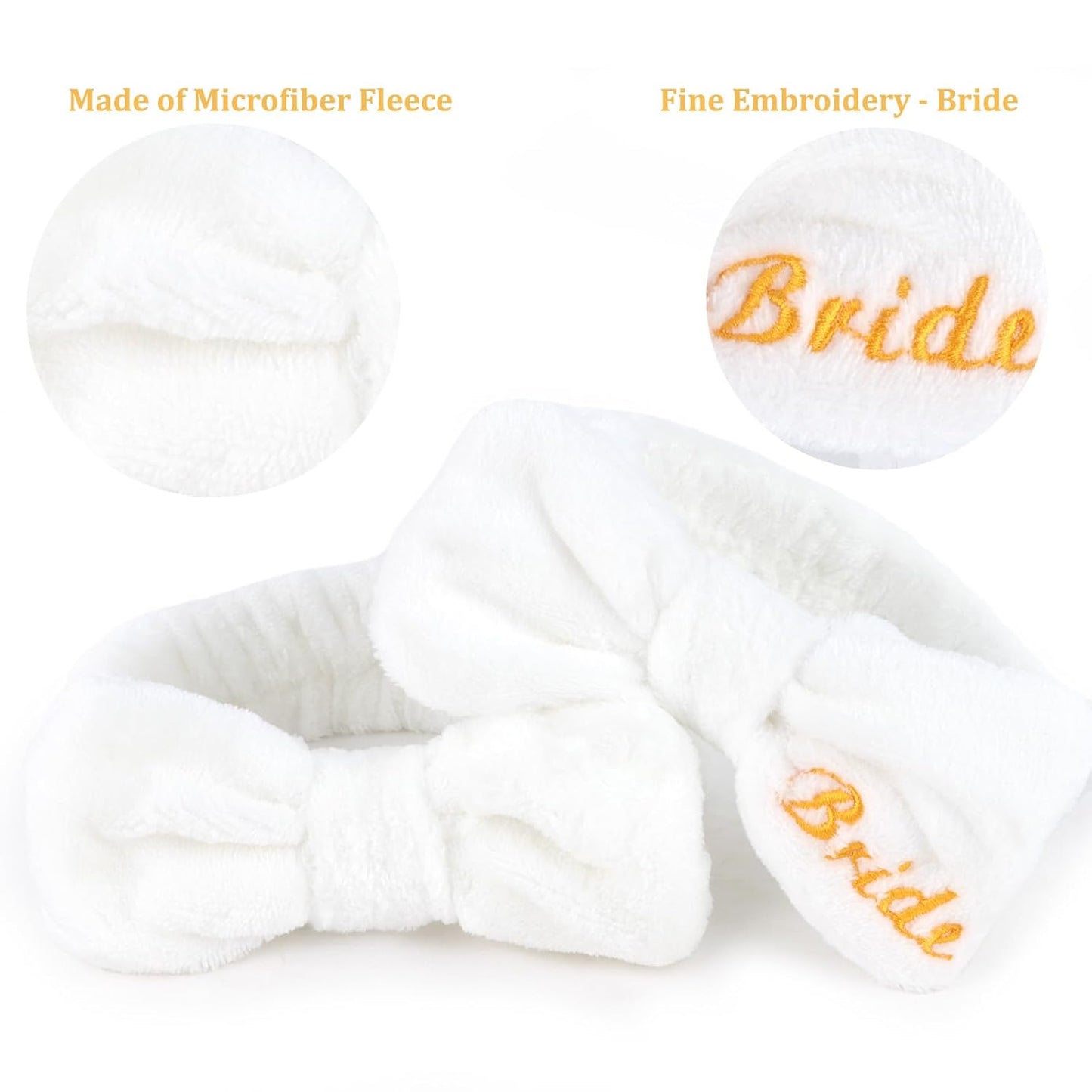 CIEHER 8 Pcs White Spa Headbands Bachelorette Party Favors for Bride Bridesmaid