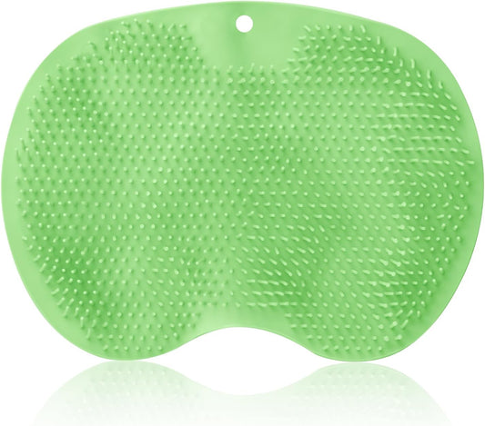 2-in-1 Shower Foot Scrubber Mat, Heavy Duty Bath Brush with Suction Cups, Back Scrubber and Mat Wall Mounted, Exfoliating Foot Scrubber for Men and Women(Green)