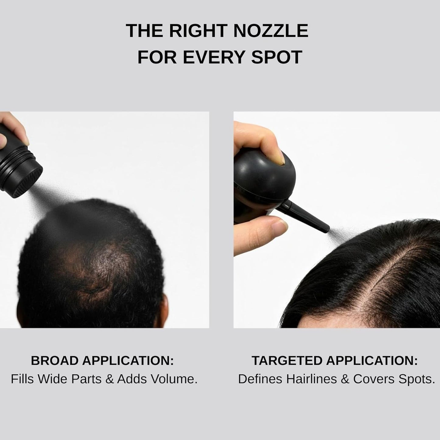 Hair Building Fibers for Thinning Hair for Men Women, 2-in-1 Kit- Enhancements Barber Spray, Thicker Fuller Hair Beard & Hairlines Instantly with Spray Applicator Nozzle, Natural Formula (Black)