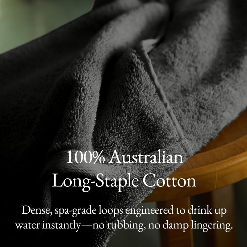 Italic Ultraplush 100% Australian Cotton Washcloths - Set of 2 Luxury Plush Face Wash Cloths, Soft and Absorbent 800 GSM Washcloth for Bathroom, Spa, Gym, Face and Body (Charcoal)