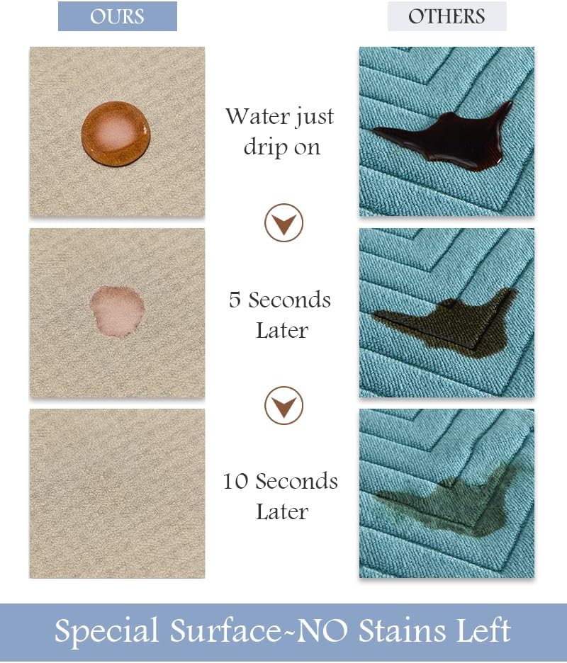 MontVoo-Bath Mat Rug Long Non Slip Super Absorbent Bathroom Runner Stain Resistant Quick Dry Thin Bathroom Mat Fit Under Door-17"x59",Beige