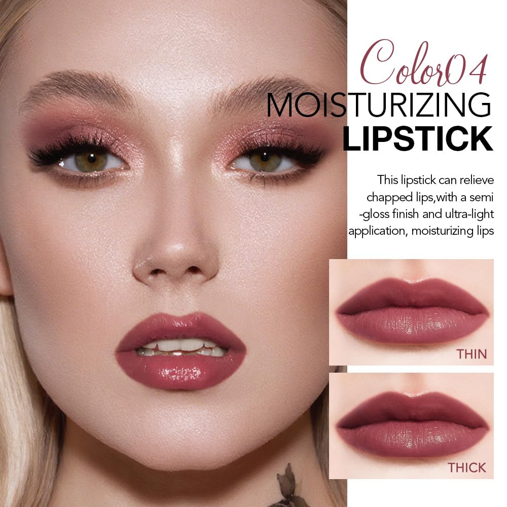 Deep Plum Tinted Lip Balm, Hydrating Sheer Soft Matte Finish Lipstick for Women, Creamy Natural Color Lip Tint Balm Lightweight And Non-greasy Lip Glow Long Lasting Waterproof for Dry Lips 04#