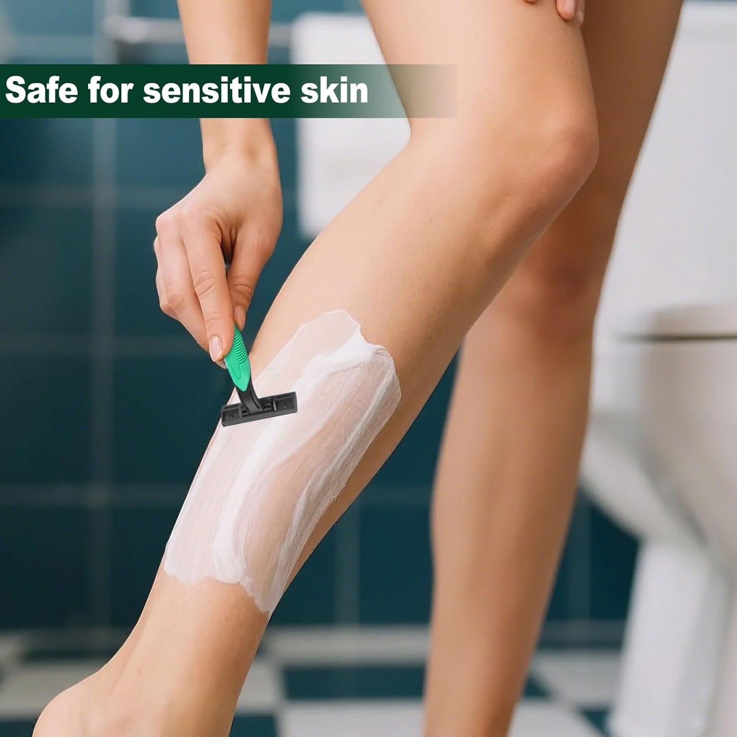 Disposable Twin Blade Razors in Bulk, Individually Wrapped - Clear Safety Cap, For Homeless, Hotel, Airbnb, Travel (pack of 200,green)