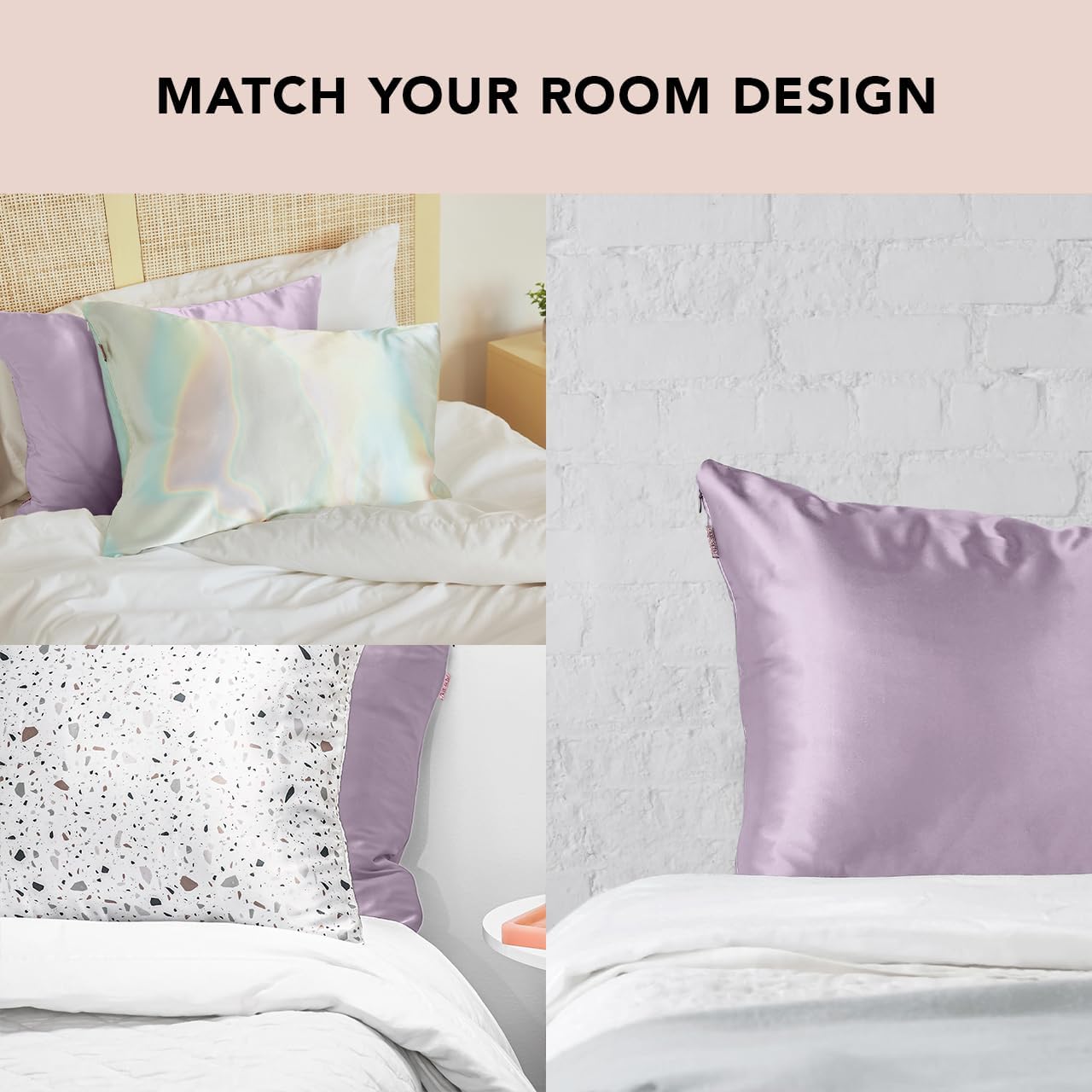 Kitsch Satin Pillowcase with Zipper for Hair & Skin, Softer Than Silk Pillow Cases Queen, Wrinkle-Free, Smooth and Cooling Satin Pillow Covers, Standard Size 19"x26" - Lavender