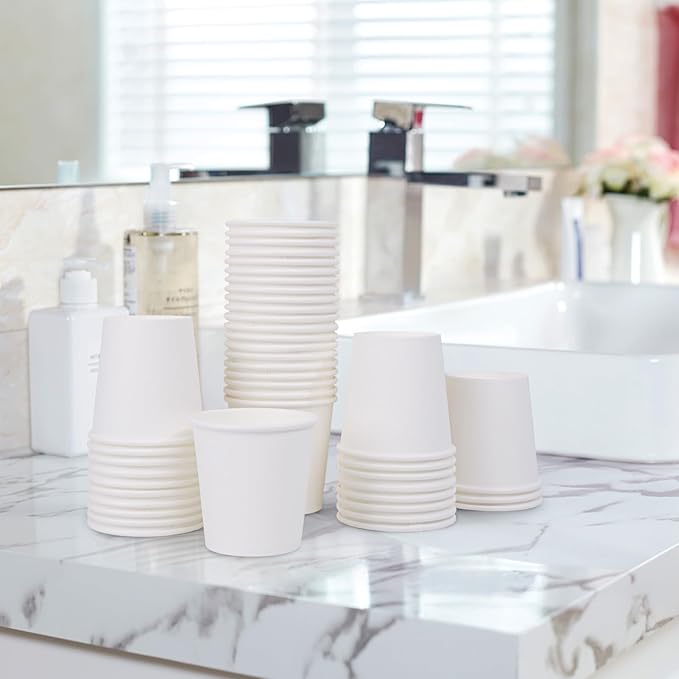 SIUQ 600 Pack 4 oz Paper Cups, Disposable Mini Bathroom Mouthwash Cups, Hot/Cold Drinking Cups, White Disposable Paper Cups for Bathroom, Home, Party, Office, Picnic, Travel