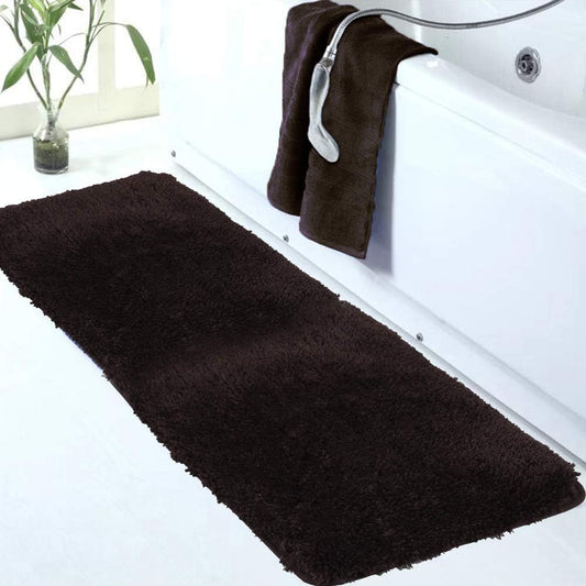 Walensee Large Bathroom Rug (24 x 72, Brown) Extra Soft and Absorbent Shaggy Bath Mat Machine Washable Microfiber Non Slip Luxury Floor Mat