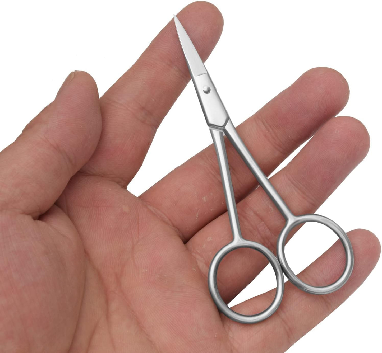 Multicolor Professional Grooming Scissors for Personal Care Facial Hair Removal and Ear Nose Eyebrow Trimming Stainless Steel Fine Straight Tip Scissors 3.9 Inch (Silver D)