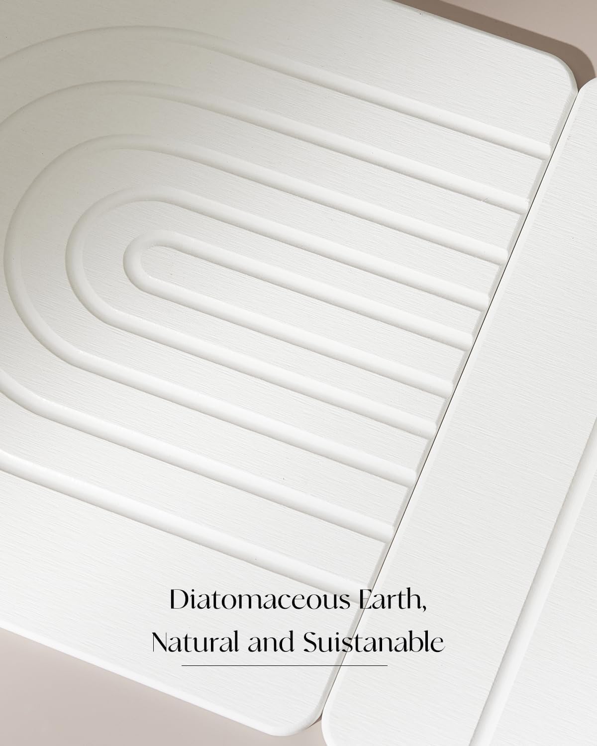 Stone Bath Mat 24"x16" - Diatomaceous Earth Shower Mat, Quick Dry, Anti-Slip, Modern Design with Bonus Non-Slip Pad - Perfect for Home Safety and Style,Light Gray