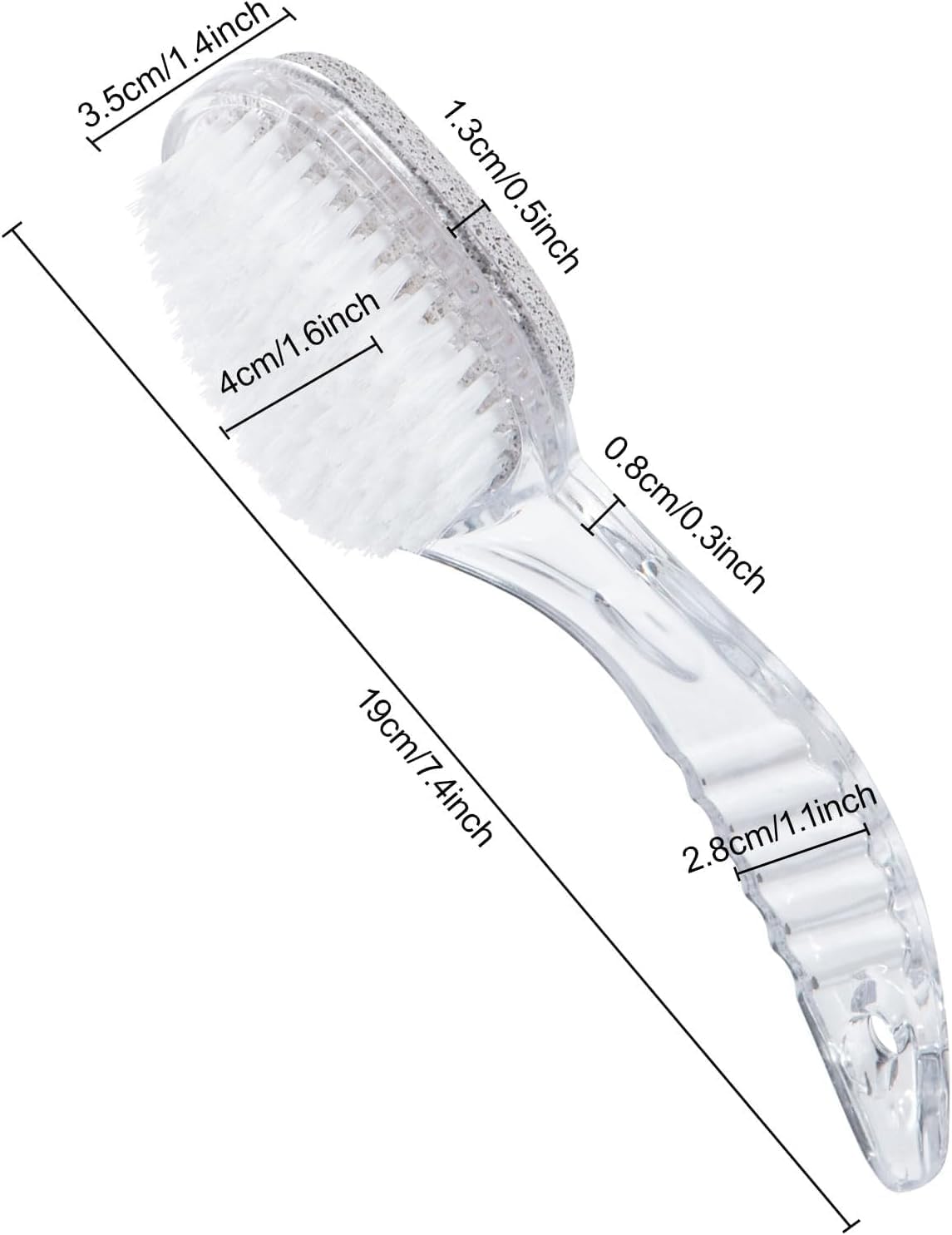 4 Pcs Foot Pumice Stone Brush Calluses Remover, Large Foot Scrubber Foot File with Handle 2 in 1 Suitable for Horniness Foot Spa, Foot Care Smooth Skin (Transparent)