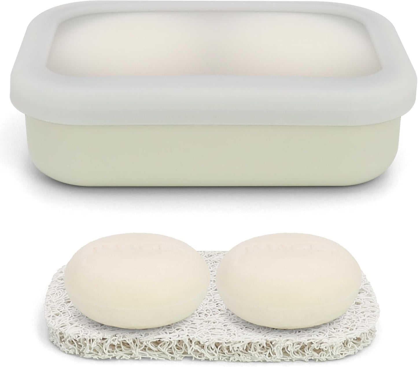 Enhanced Leak Proof Travel Soap Case, AIMAIAIMAI Silicone Soap Container with Draining Layer, Portable Bar Soap Holder for Bathroom, Camping, Gym, Easy to Clean (Translucent & Off-White)