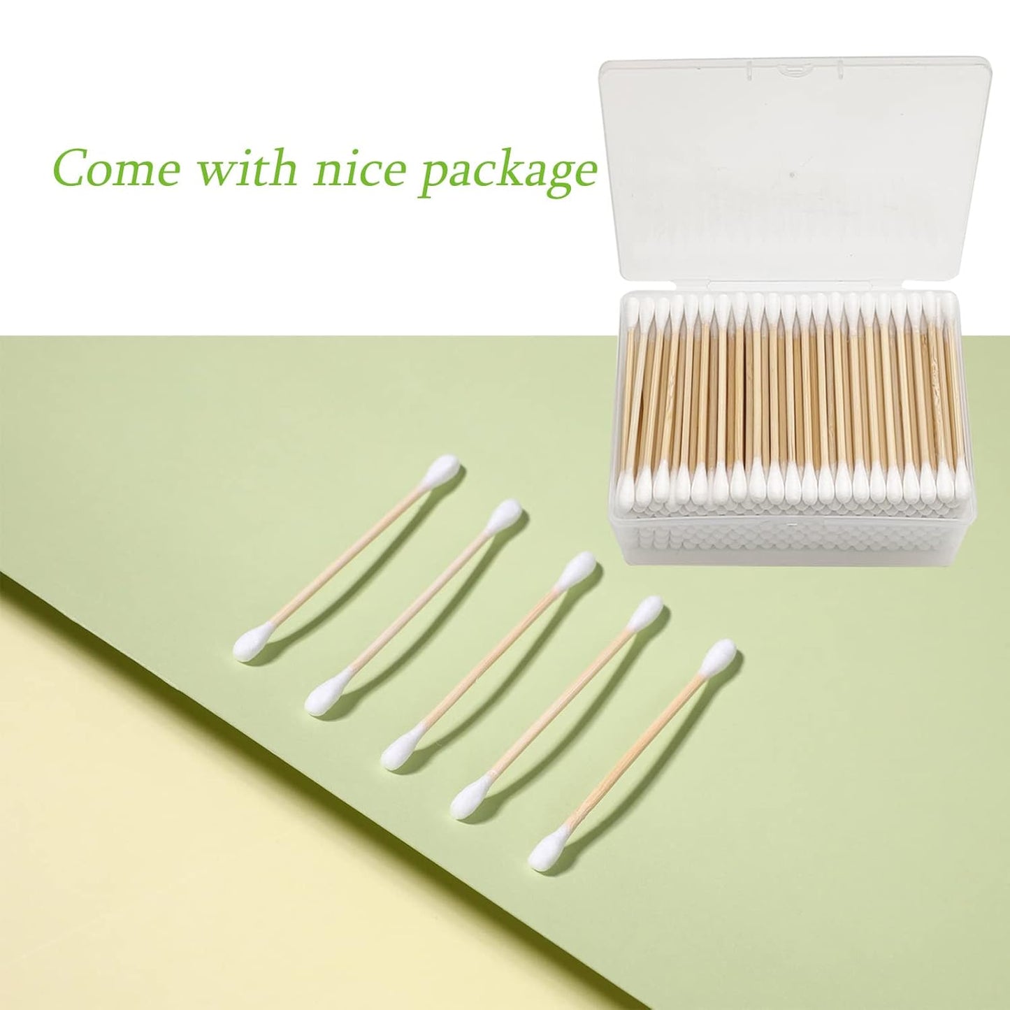 Bamboo Cotton Swabs 2000 Count|Double Round Biodegradable Cotton Buds|10 packs of 200ct