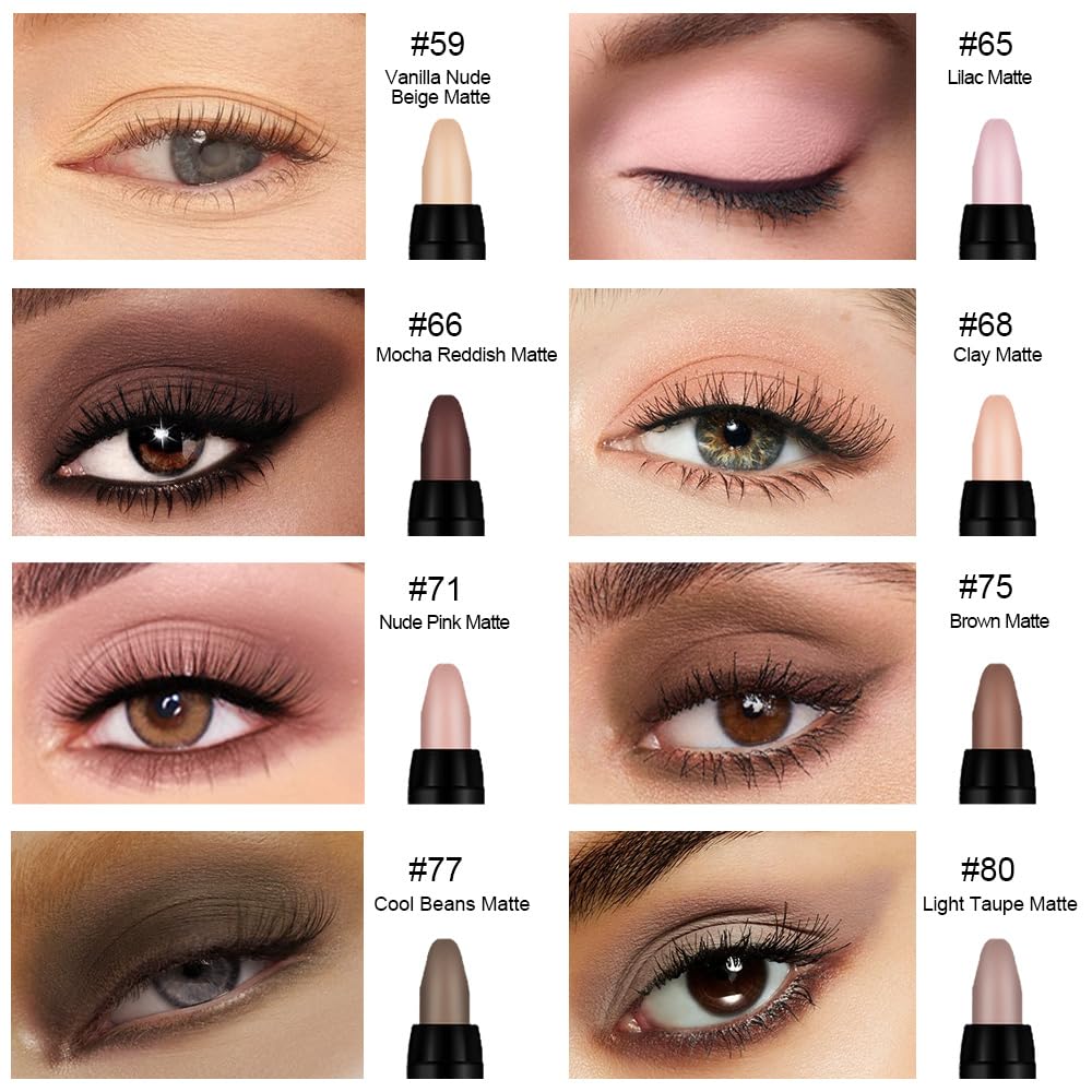 Kaely 8Pcs Cream Eye Shadow Sticks Set, Matte Eyeliner Pencil Eyeshadow Palette Makeup, Eye Highlighter Brightener Stick for Older Women Waterproof Pigmented, sombras para ojos, New-13