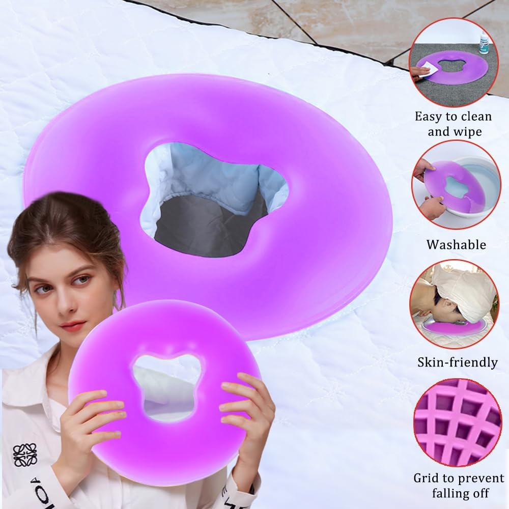 Silicone Face Massage Pillow,SPA Beauty Face Relax Headrest,Salon Skin Care Soft Overlay Travel Head Support,Purple