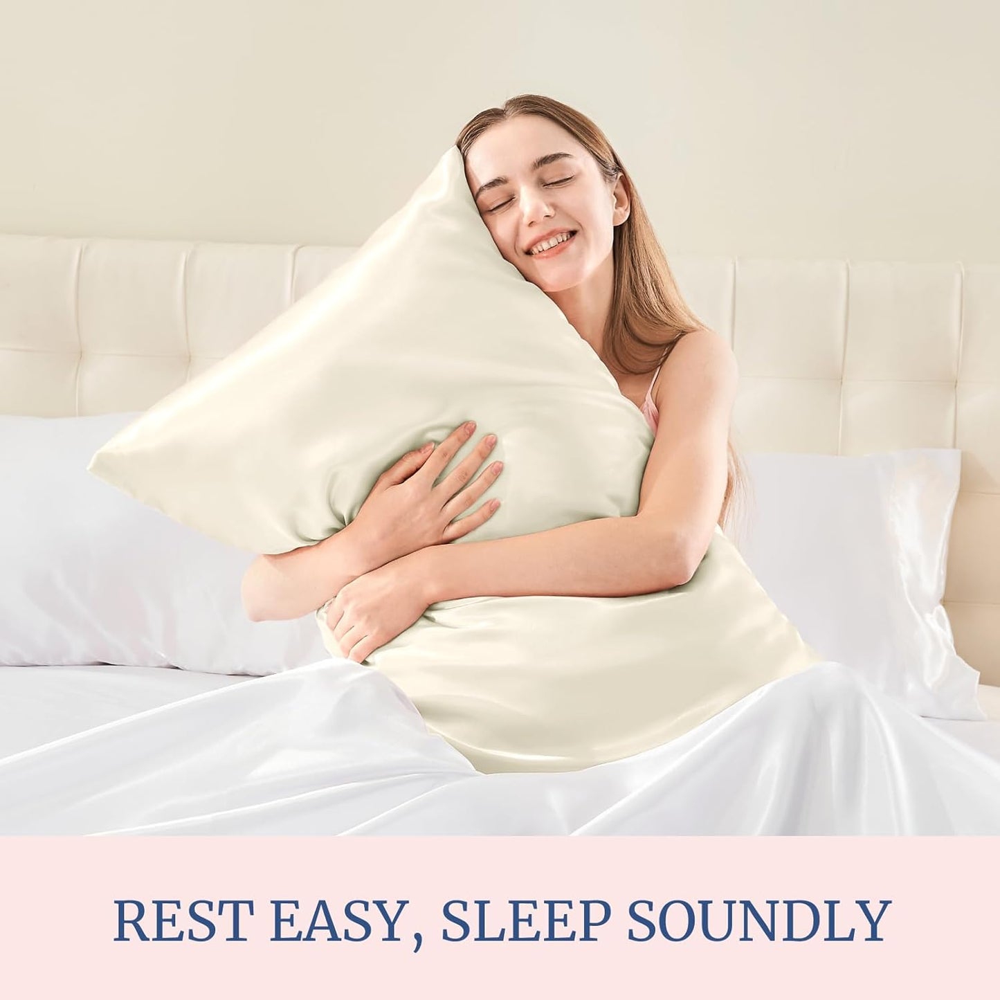 BEDELITE Satin Pillowcase for Hair and Skin, Super Soft Similar to Silk Pillow Cases 4 Pack with Envelope Closure, Cooling Pillowcases for Women Men (20"x36" King Size, Beige)