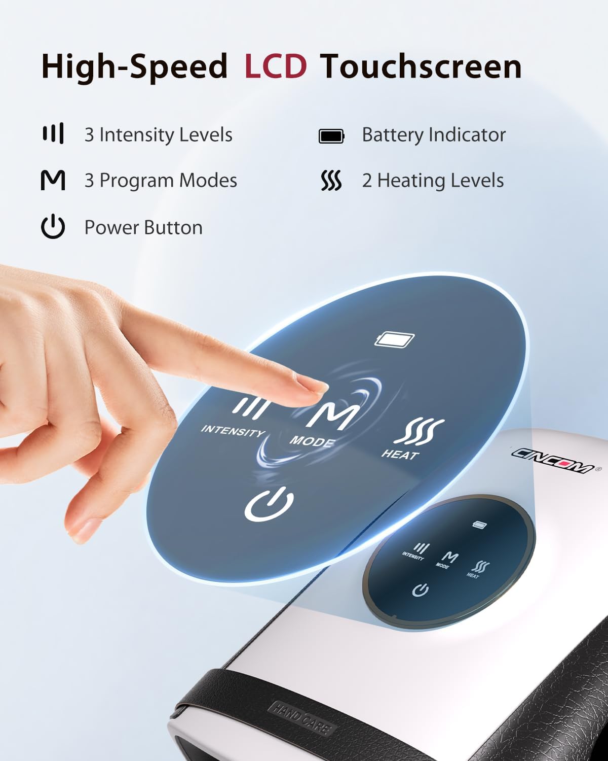 CINCOM Hand Massager with Heat and Compression, Finger and Palm Massage Machine for Pain Relief, Arthritis and Improved Circulation, Gifts for Women (Crow)