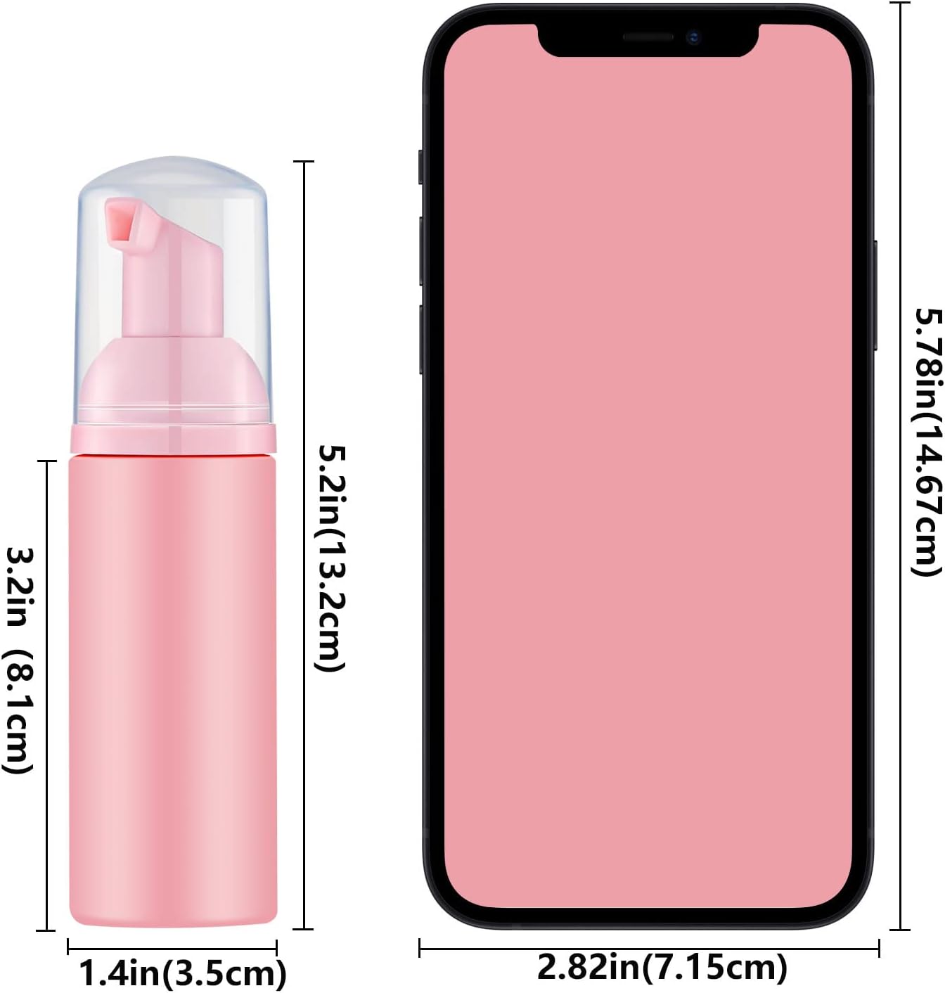 Lil Ray 2 Oz Empty Pink Foam Pump Bottle, Travel Foamer Soap Dispenser for Lash Shampoo, Hand Soap, Foaming Cleaner(Pink Pump, 12 PCS)