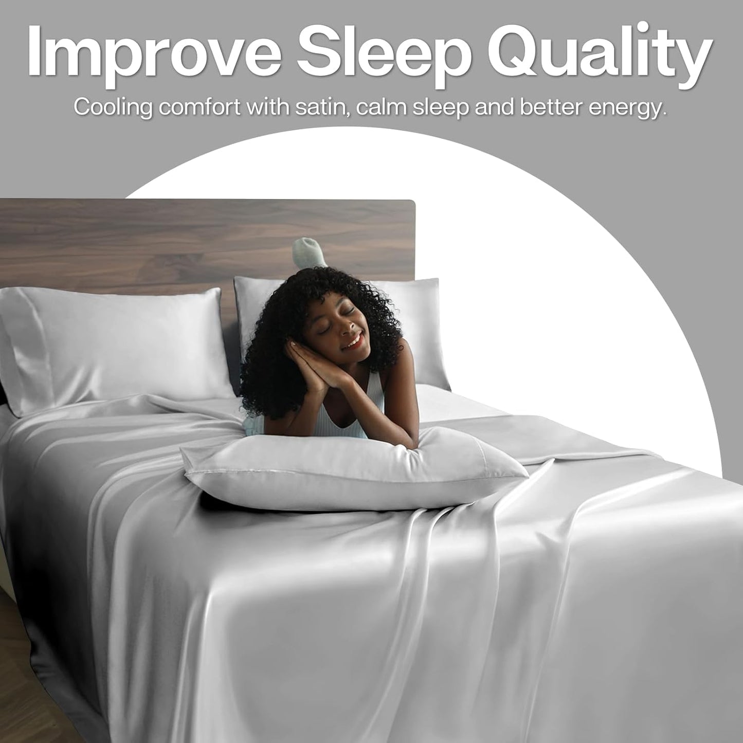 MR&HM Satin Pillowcase for Hair and Skin, Silk Satin Pillowcase 2 Pack, King Size Pillow Cases Set of 2, Silky Pillow Cover with Envelope Closure (20x36, Silver Grey)