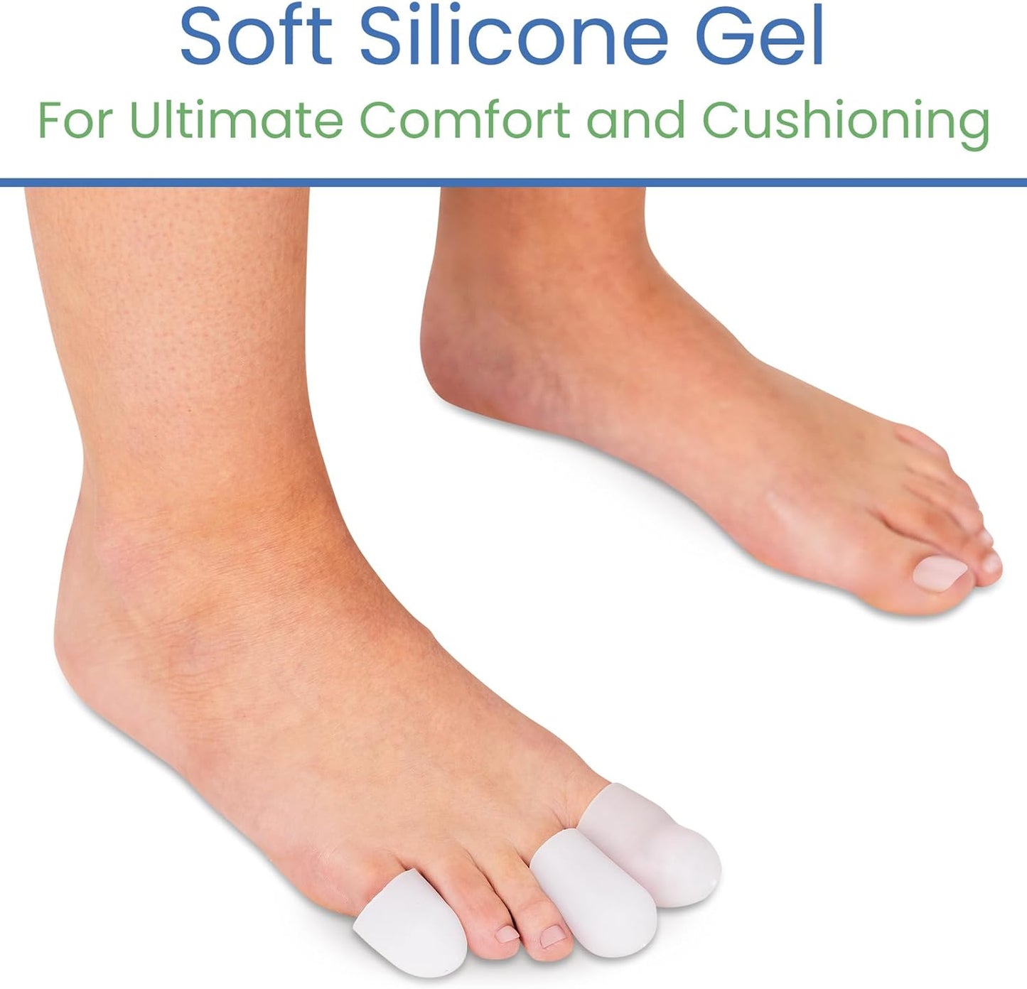 ViveSole Soft Gel Toe Protectors for Men & Women- Toe Caps for Foot Pain Relief - Flexible Cushion Sleeves for for Blisters, Ingrown Toenails, Hammer Toes, Corns, Calluses, Blisters (Variety Pack)