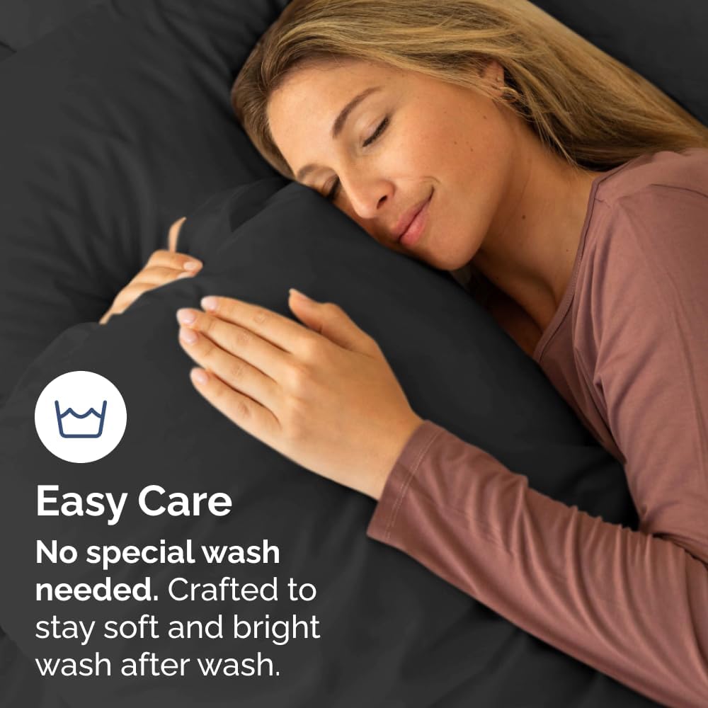 King Pillow Cases Set of 6 - Ultra Soft Hotel Quality Pillowcase Covers - Comfy & Wrinkle Free - Shrink, Stain and Fade Resistant - Easy-Care, Machine Washable Pillow Protectors - 6 Piece Set - Black