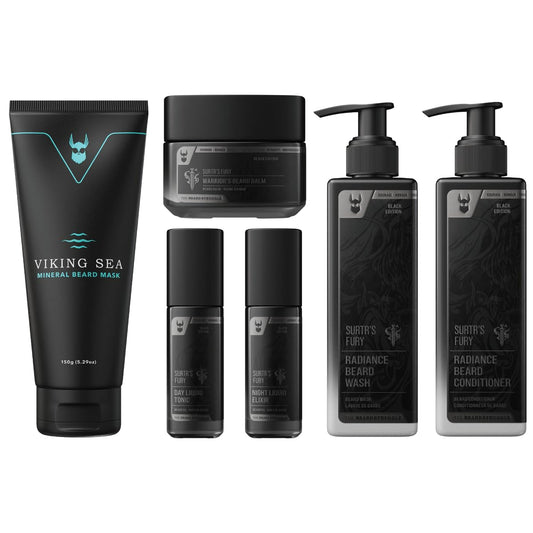 The Complete Beard Growth Kit by Beard Struggle - Mens Grooming Kit with Balm, Mask, Conditioner, Wash & Oils - Surtr's Fury, Platinum Collection