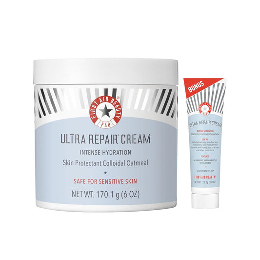 First Aid Beauty - Ultra Repair Cream, Intense Hydration Whipped Colloidal Oatmeal, Clinically Proven to Strengthen Skin Barrier in 7 Days & Helps Relieve Eczema, Luxury Moisturizer, 6 oz + Bonus, 2ct