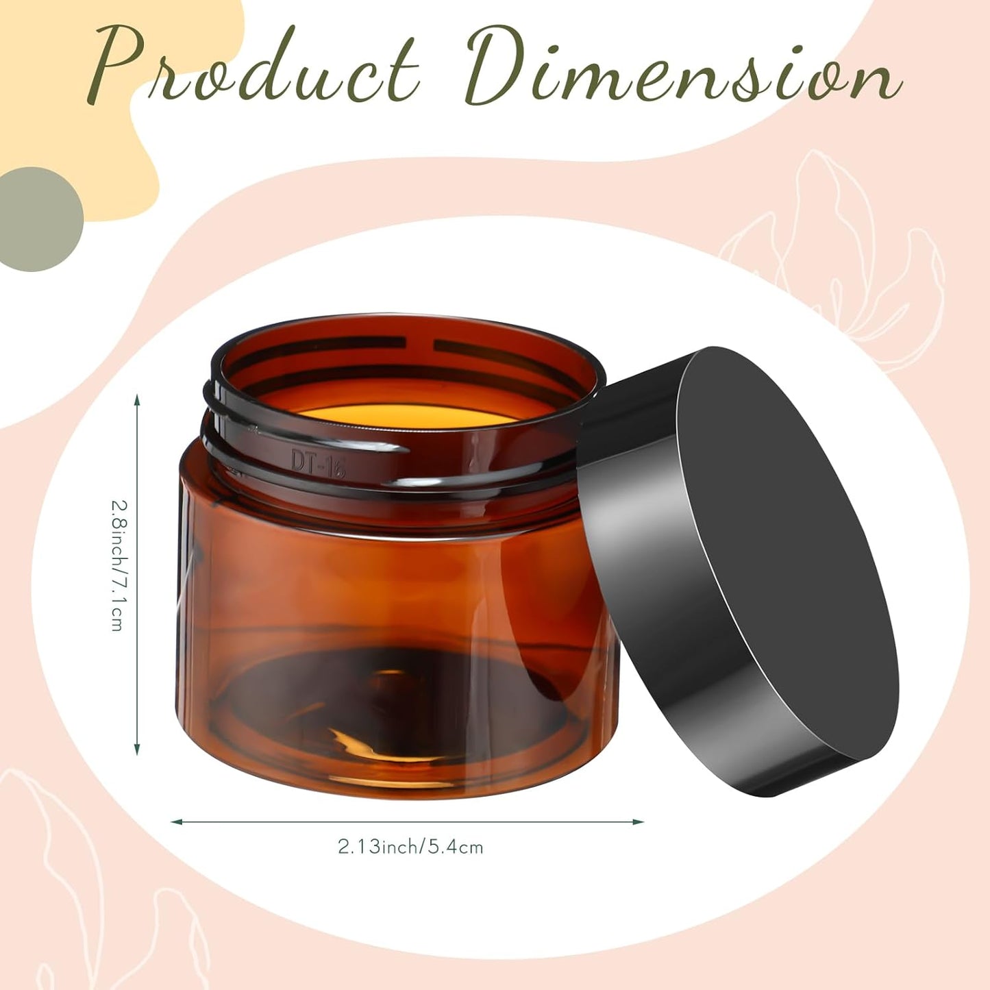 SATINIOR 12 Pack 4 oz Plastic Container Jars with Lids Round Clear Travel Cosmetic Container Slime Jars for Toiletries, Lotion, Cream, Ointments, Makeup, Rhinestone, Samples, Kitchen Storage(Amber)