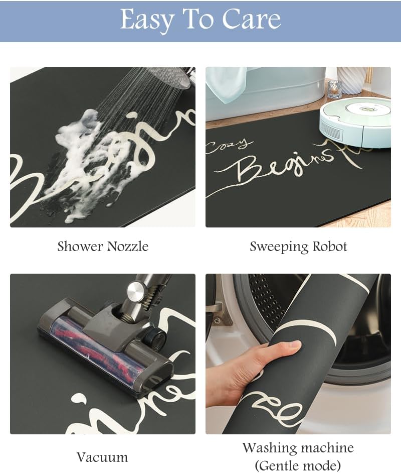 MontVoo-Bath Mat Rug Long Non Slip Super Absorbent Bathroom Runner Stain Resistant Quick Dry Thin Bathroom Mat Fit Under Door-24"x70",Black