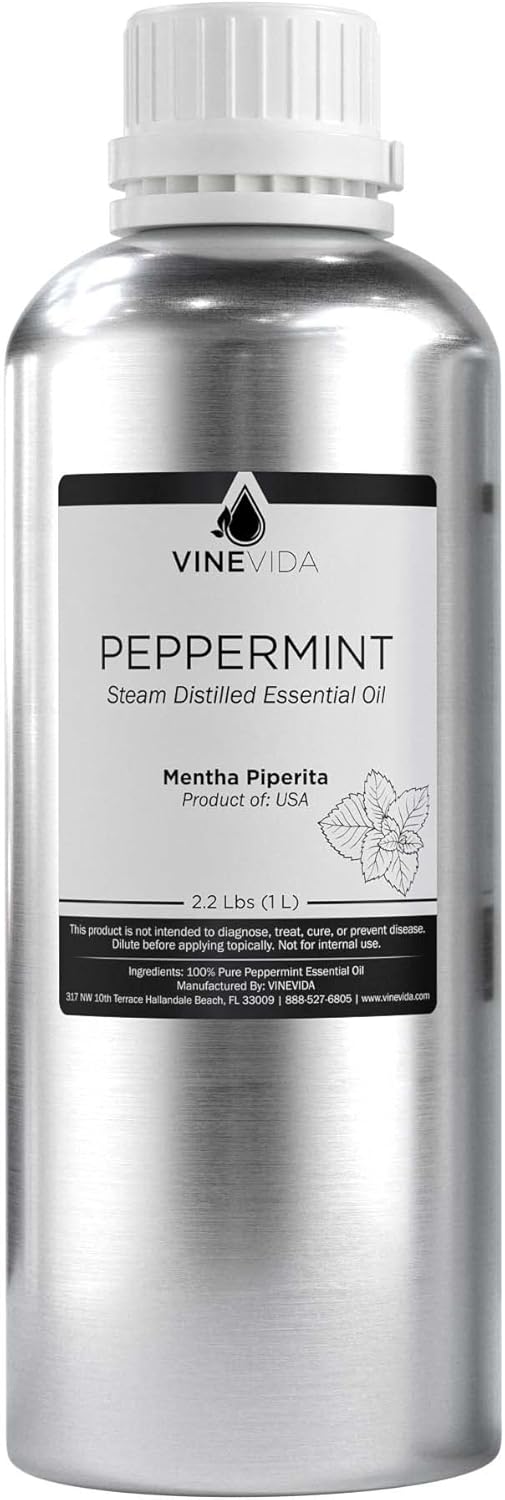 VINEVIDA Peppermint Essential Oil - 32 oz - Undiluted - DIY Candle Scents - Bulk for Soap Making & Skin Safe