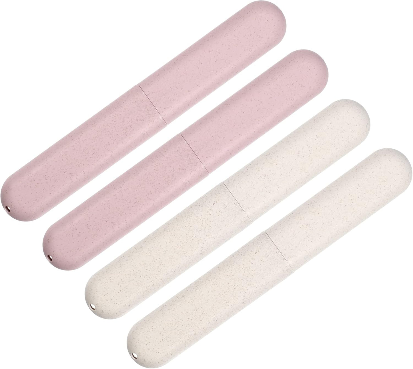 VOCOSTE 4pcs, Traveling Toothbrush Holders Case, PP Toothbrush Case for Travel Business, Beige, Pink, 8.07''x1.22''x0.83''