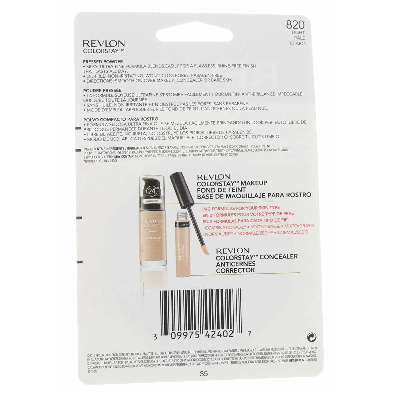 Revlon ColorStay Pressed Powder with SoftFlex, Light 820, 0.3 Ounces (Pack of 2)