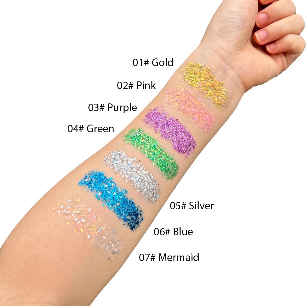 Mysense Green Body Glitter Stick, St Patricks Day Accessories, Face Hair Glitter Gel for Kids, Festival Rave Outfit for Women, Sparkling Mermaid Sequins Chunky Glitter Makeup, 0.56oz