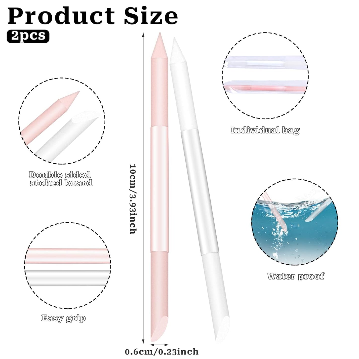 Glass Cuticle Pusher Set of 2 Manicure Sticks for Nails Cuticle Remover Cuticle Trimmer Crystal Glass Nail Tools Double Headed Nail Cuticle Stick Pusher