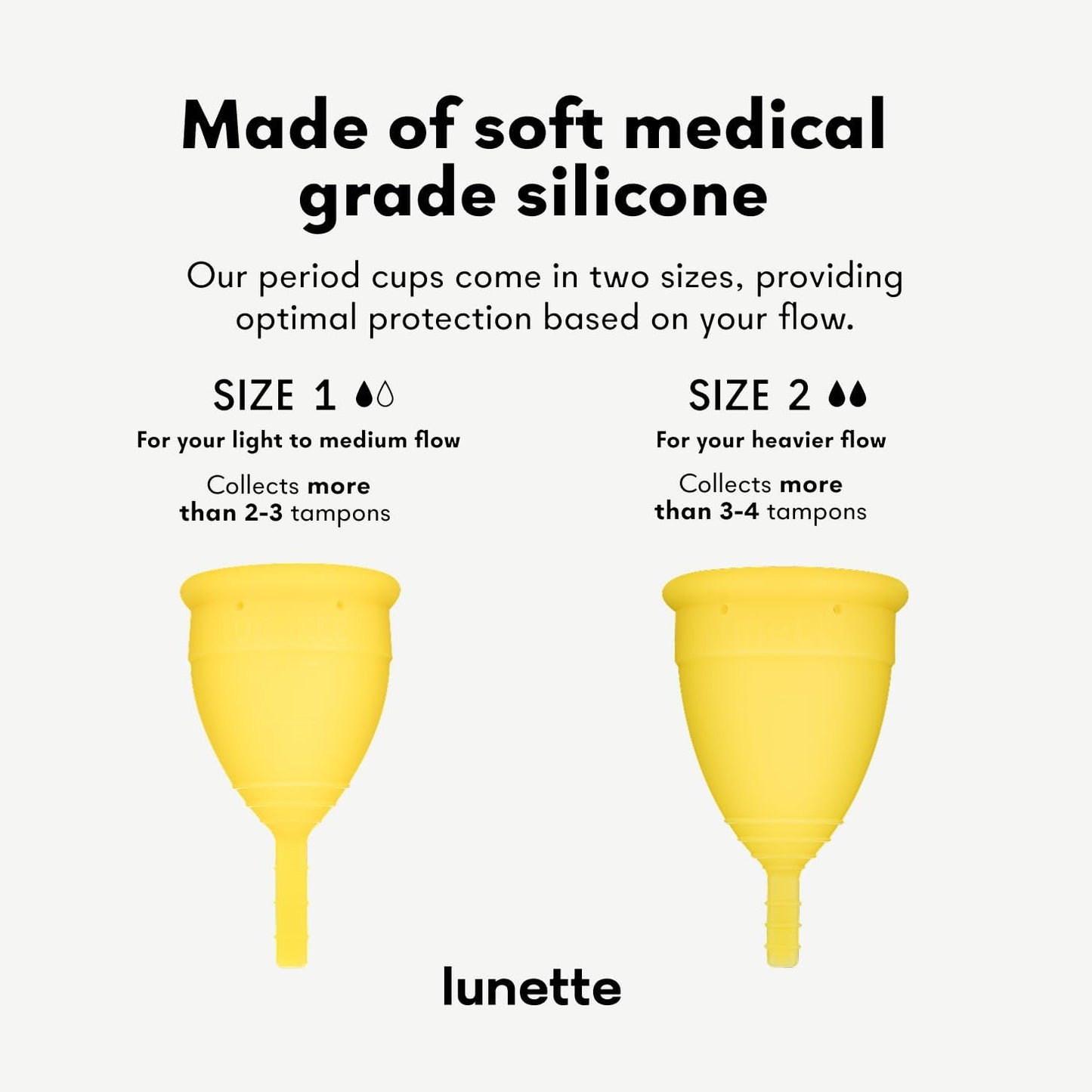 Lunette Menstrual Cup – Best Reusable Period Cup – Wear for 12 Hours and Reuse up to 10 Years, Yellow Size 1 for Light to Moderate Flow